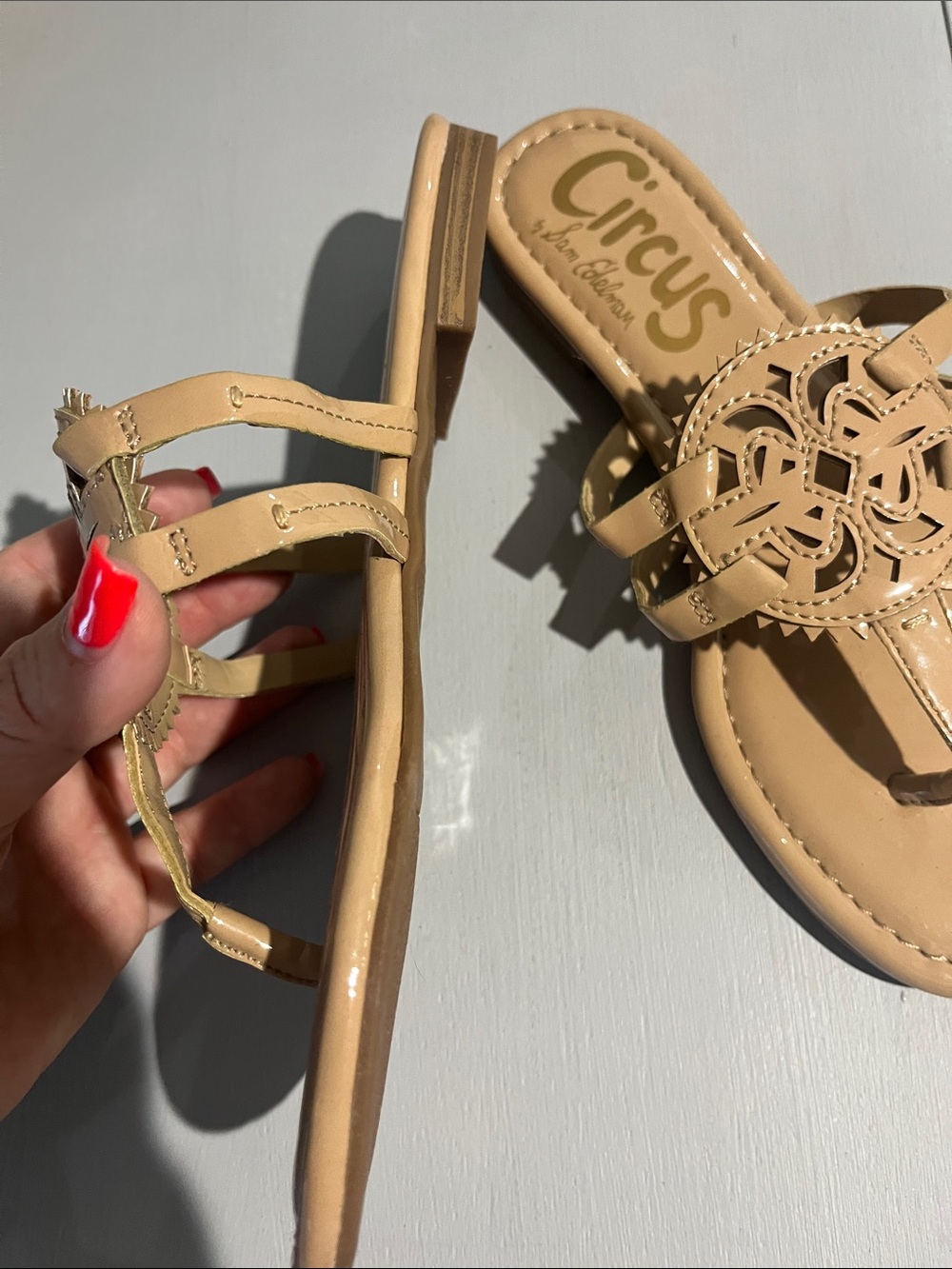 Circus by Sam Edelman Beige Cutout Medallion Thong Sandals - Picture 5 of 14